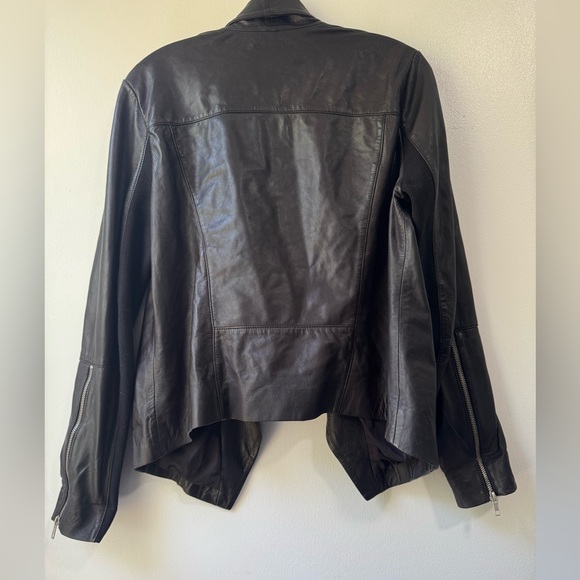Trouve Draped Collar Black Leather Jacket - Picture 4 of 13